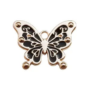 Große Schmetterlings form Logo Handtasche Metall Abzeichen schwarz Emaille Metall hängen Tag für Kleidungs stück