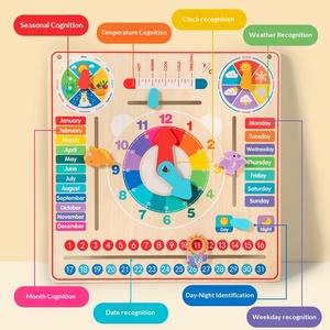 <span class=keywords><strong>Calendario</strong></span> Diario de Madera Montessori, Juguete Educativo para Niños, Regalos, Tablero de Aprendizaje Preescolar 7 en 1 para Clima, Estaciones y Hora - Product Image 2