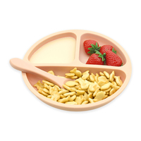 Assiette à ventouse en silicone alimentaire durable pour enfants, ensemble de vaisselle sectionnée pour l'apprentissage de la propreté, résistante à la chaleur, pour chaise haute