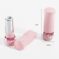 Tube de rouge à lèvres rose mignon de 3,5 ml avec motif papillon, tube vide pour rouge à lèvres ou baume à lèvres pour filles, logo personnalisé, vente en gros