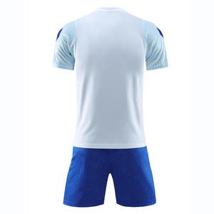 Miosen Set Uniforme da Calcio Personalizzata <span class=keywords><strong>Bianca</strong></span> e Blu, <span class=keywords><strong>Maglia</strong></span> <span class=keywords><strong>a</strong></span> <span class=keywords><strong>Maniche</strong></span> Corte Traspirante ad Asciugatura Rapida, Design Stampato, 100% Poliestere per Uomo - Product Image 2