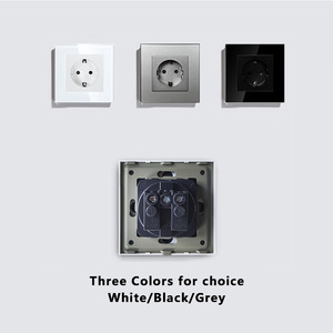 European Standard Wall Socket 16A Grounding Tempered Glass <b>Panel</b> Home Use - Product Image 3