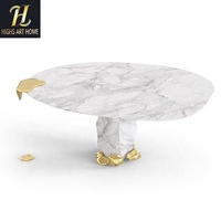 Table à manger de luxe en pierre frittée ronde, design diamant, avec pieds en métal doré, pour villa moderne, hôtel, salle à manger à domicile