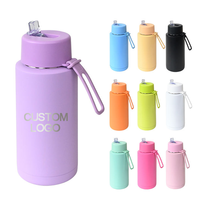 Bouteilles d'eau personnalisées avec logo, 34 oz (1000 ml), bouteilles isothermes en acier inoxydable pour le sport et la gym, avec intérieur en céramique isolé