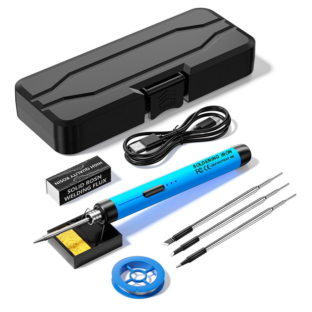 Портативный беспроводной электрический паяльник, 5 В, 8 Вт, USB, с 3 насадками, паяльная проволока, 60 Вт, регулируемая температурная стабильность для сварки