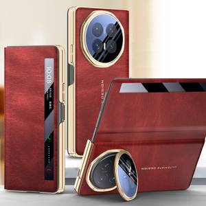 Étui de protection à rabat en cuir PU électroplaqué avec support béquille pour appareil photo pour <span class=keywords><strong>Huawei</strong></span> Honor Magic V6 - Product Image 1