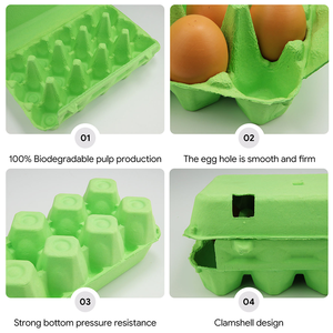 XIEFA Bandeja para Huevos de Pulpa de Papel Verde, 10 Celdas, Tapa Abatible, Impermeable, Biodegradable, Reciclable, Cajas de Envío de Grado Alimenticio para Huevos de Gallina - Product Image 3