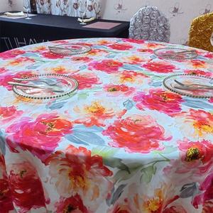 New Fashion <strong>Yellow</strong> 120 Round Digital Print 100% Polyester Resistant <strong>Table</strong> <strong>Cloth</strong> for Hotel Home - Product Image 3