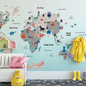 世界地図子供部屋の壁紙北欧地中海漫画動物テレビ背景壁壁画寝室の壁紙 - Product Image 2