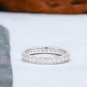 KEEVA JEWELS-Anillo de boda de oro blanco de 18 quilates, Diamante cultivado en laboratorio, 3,7mm, 1.00ct, talla 5 - Product Image 3