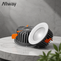 ALLWAY Spot LED Rond en Aluminium de Haute Qualité pour Hôtels et Résidences, 10W 15W 25W 40W 55W SKD 6500K