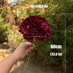 Bestseller: Fiori Artificiali di Ortensia Bordeaux in Seta per Decorazioni Matrimoniali, <span class=keywords><strong>Piante</strong></span> Finte di Ortensia all'Ingrosso - Product Image 2