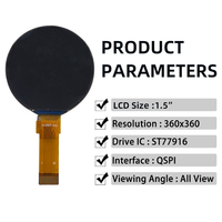 Écran LCD TFT IPS de 1,5 pouces, 360x360, rond, circulaire, interface SPI à 4 fils, rétroéclairage LED ST77916, panneau tactile à haute luminosité