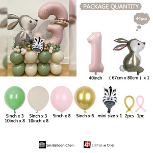 Ballon en aluminium rose 3D en forme de petit <span class=keywords><strong>lapin</strong></span> de la jungle, 40 pouces, ensemble de décoration de fête d'anniversaire pour enfants - Product Image 3