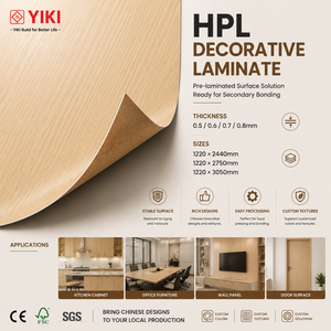 Plaque décorative <span class=keywords><strong>en</strong></span> stratifié HPL pré-laminé effet bois 0,5-0,8 mm pour meubles de cuisine et panneaux muraux - Product Image 1