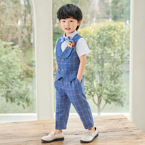 ZC054 Conjunto de Traje de Sarga Estilo Caballero Británico para Niños, Novedad Primavera/Verano, Atuendo de Boda para Bebés Niños de Primer Cumpleaños - Product Image 3