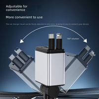 Chargeur en plastique professionnel 15W, câble USB Type-C rétractable 4-en-1 avec lumière et adaptateur de chargeur de voiture pour téléphones mobiles
