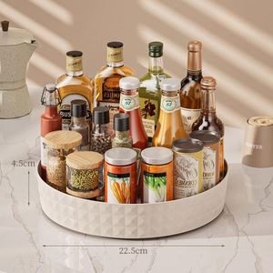 Kitchen Storage Spice Rack 360 Degree Rotating Double Tier Plastic Non-slip Durable Modern - Product Image 4