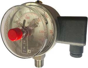 액체 충전 가능 100mm 전기 스냅인 접촉식 압력계 스테인리스 스틸 케이스 조절식 마노미터 - Product Image 2