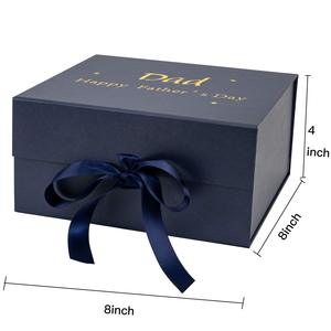 Boîte cadeau de luxe pour la fête des pères, boîte cadeau pliable avec fermeture magnétique, impression dorée à chaud avec ruban - Product Image 5