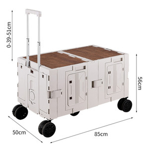 Factory Directly <strong>Plastic</strong> Mini Folding <strong>Wagon</strong> Camping Hiking Cart Outdoor Picnic <strong>Beach</strong> Camping <strong>Wagon</strong> with Wooden Lid Cover - Product Image 6