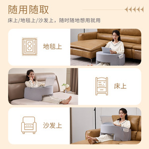 U <b>Shape</b> Reading <b>Pillow</b> Light Gray Cotton Ergonomic Support For Leisure Office Outdoor Use - Product Image 3