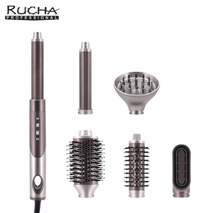 RUCHA Fer à Boucler 6-en-1 Multi-Fonctionnel : Peigne Chauffant, Sèche-<span class=keywords><strong>Cheveux</strong></span>, <span class=keywords><strong>Brosse</strong></span>, Fer à Friser Automatique Infrarouge Ionique - Product Image 1