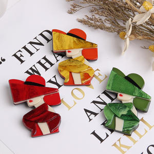 人気デザイナーニッチモダンレディースブローチ、シンプルで軽い高級感のあるハイエンドピン、アクリルブローチ卸売 - Product Image 3