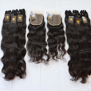 Vendeurs de cheveux vierges en gros de produits capillaires brésiliens vierges bruts 100% paquets de cheveux humains de temple indien avec fermeture - Product Image 2