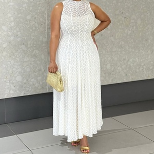 Vestidos Blancos de Encaje Ajustados sin Mangas con Cuello Redondo Elegantes para Mujer, Nueva Llegada, Moda - Product Image 4