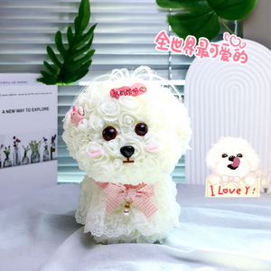 Flor inmortal maltesa Cachorro Ramo de flores Cumpleaños Navidad Graduación Día DE LA MADRE Envío de niñas Novias Ramo de flores - Product Image 3