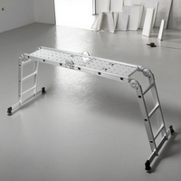 Échelle combinée en aluminium à 12 marches avec grande charnière, échelle extensible convertible en A pour usage industriel et domestique