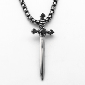 Collier pendentif croix Yunnique en acier inoxydable, serti griffe, design géométrique, bijoux de mode, origine Guangzhou, modèle TGHP-0865 - Product Image 2