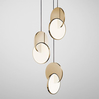 Suspension LED nordique en fer finition miroir, corps doré/chromé, lampe circulaire créative pour comptoir de bar et salle à manger