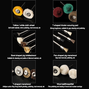 Ruizelin <span class=keywords><strong>Brosse</strong></span> de polissage en laine et coton avec tige de 2,35 mm pour bijoux, jade, finition miroir et cirage - Product Image 5