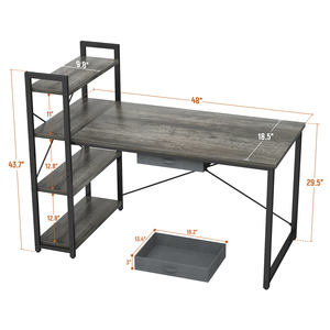 Bàn máy tính có thể đảo ngược 47 inch với ngăn kéo lưu trữ Bàn <span class=keywords><strong>2</strong></span> người với giá sách học viết bàn cho văn phòng tại nhà - Product Image 6