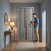 Nouvelle porte d'entrée en acier de style minimaliste avec serrure intelligente, étanche et ignifuge, à ouverture battante pour maison, villa et usage extérieur