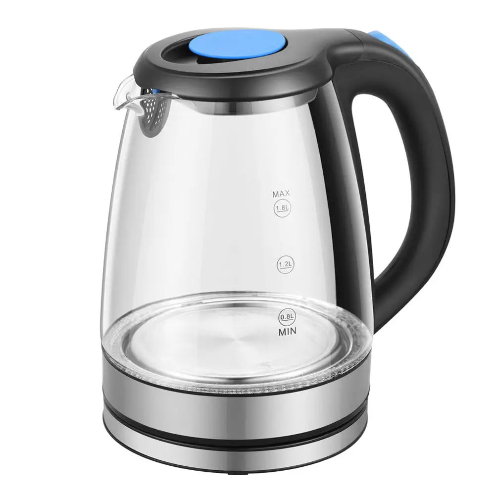 Snel Verwarming Water Waterkoker Met Blauwe Led Ring Glas Warm Water Boiler Elektrische Glas Koffie Waterkoker