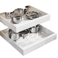Organisateur coulissant pour armoire, tiroir coulissant en métal blanc, rangement de cuisine, organisateur de cuisine pour placard, garde-manger, vaisselle, casseroles et poêles
