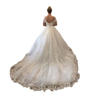 White Mermaid Lace V-Neck Off-Shoulder Sequined Wedding Dress Natural Waistline Mini Style - Product Image 4