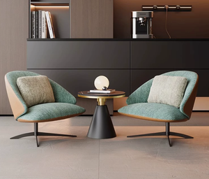 Sillas de diseño moderno para recepción, sillón giratorio de tela, terciopelo y cuero para sala de estar, vestíbulo de hotel, hogar, oficina y villa. - Product Image 4