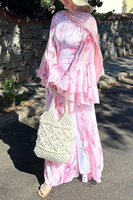 Robe Abaya à imprimé floral en gros, manches évasées, fluide, pour l'été, robe musulmane modeste pour femmes