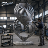 Grande sculpture abstraite en acier inoxydable, en forme de ruban, paramétrique, double sphère torsadée, art métallique, fabricant sur mesure