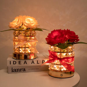 Lampe Ornement Trois Tons Lumière Rose Cylindrique Cristal Lampe de Table Décoration de Table Cadeau Uionen 2206 - Product Image 2