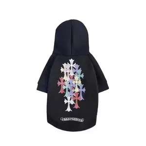 Autumn and winter pet hoodies simple style versatile dog sweatshirts fashionable black customizable cat clothing