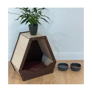Modern Wooden Dog House with Pillow Pet House Dog Bed
