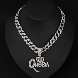 قلادة الملكة المرصعة بالكامل بالأحجار الكريمة مع سلسلة 16 و18 و20 و22 و24 بوصة مطلية بالذهب والفضة - Product Image 3