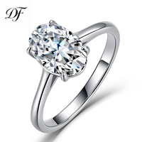 Bague de promesse solitaire en argent sterling S925 avec moissanite ovale de 2,5 carats et 4 griffes pour femme