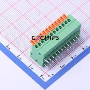 JL141R-25412G01 Spring Terminal Block Bent Lead Through Hole,P=2.54mm Connector 1x12P 2.54mm Green Right Angle Insert - Product Image 1