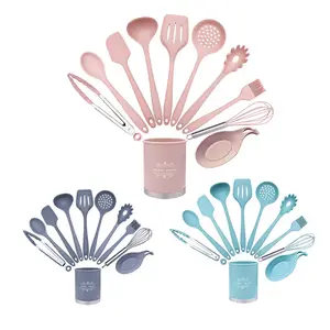 Chất lượng cao 11 miếng Silicone Nylon công cụ nhà bếp du lịch ăn đồ nấu nướng Silicone đồ dùng Set